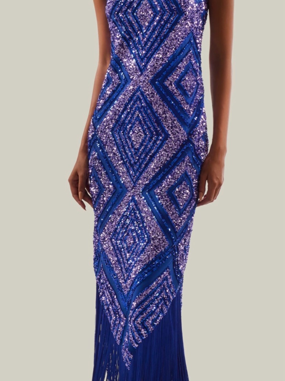 Taller Marmo Nina Flapper Dress Sequin Geometric Fringe